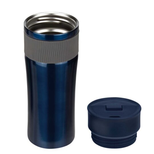 Термокружка вакуумная Polo 500 ml,  синяя (серая манжета)