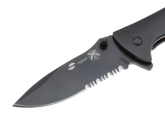 Нож складной Stinger, 80 мм, (чёрный), материал рукояти: сталь/алюминий (чёрный), арт. 028208103