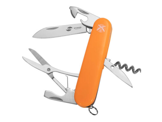 Нож перочинный Stinger, 90 мм, 11 функций, материал рукояти: АБС-пластик (оранжевый), арт. 028204603