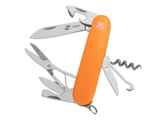 Нож перочинный Stinger, 90 мм, 13 функций, материал рукояти: АБС-пластик (оранжевый), арт. 028205203