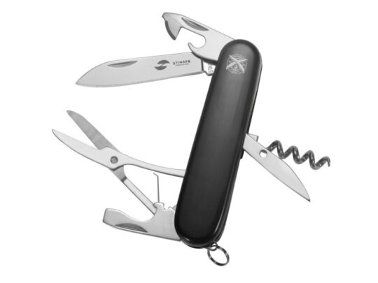 Нож перочинный Stinger, 90 мм, 11 функций, материал рукояти: АБС-пластик (чёрный), арт. 028204503