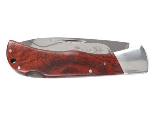 Нож складной Stinger, 104 мм, (серебристый), материал рукояти: сталь/дерево (серебристо-коричневый), арт. 028206403