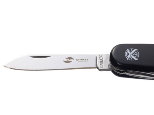 Нож перочинный Stinger, 90 мм, 11 функций, материал рукояти: АБС-пластик (чёрный), арт. 028204503