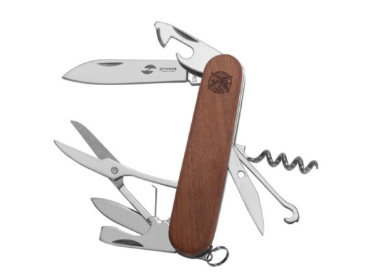 Нож перочинный Stinger, 90 мм, 13 функций, материал рукояти: древесина сапеле, арт. 028205003