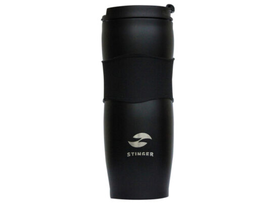 Термокружка Stinger, 0,4 л, сталь/пластик/силикон, черная, 7,2х19,4 см, арт. 028210203