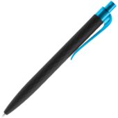 Ручка шариковая Prodir QS01 PRT-P Soft Touch, черная с голубым