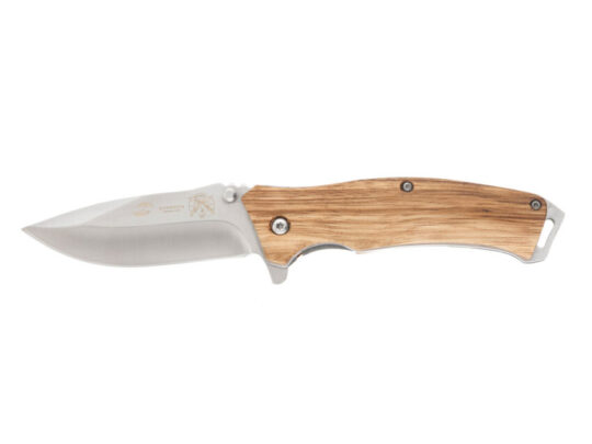 Нож складной Stinger, 110 мм, (серебристый), материал рукояти: дерево/сталь (светло-коричневый), арт. 028207803