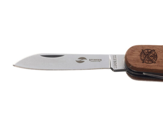 Нож перочинный Stinger, 90 мм, 10 функций, материал рукояти: древесина сапеле, арт. 028205403
