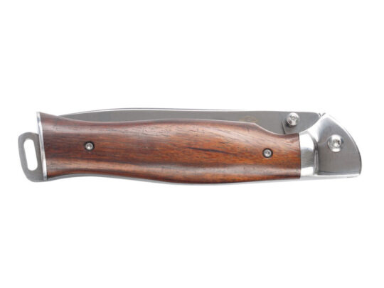 Нож складной Stinger, 106 мм, (серебристый), материал рукояти: сталь/дерево (серебристо-коричневый), арт. 028206103
