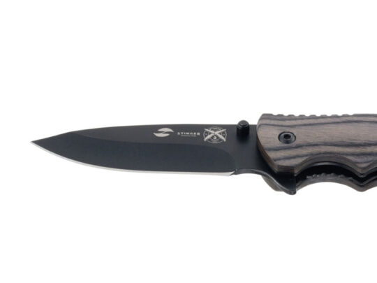 Нож складной Stinger, 120 мм, (чёрный), материал рукояти: дерево/сталь (серый), в картонной коробке, арт. 028207103