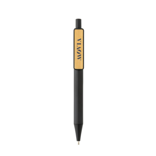 Ручка из переработанного ABS-пластика GRS с бамбуковым клипом, арт. 028114806