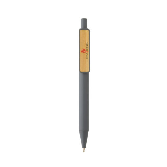 Ручка из переработанного ABS-пластика GRS с бамбуковым клипом, арт. 028114906