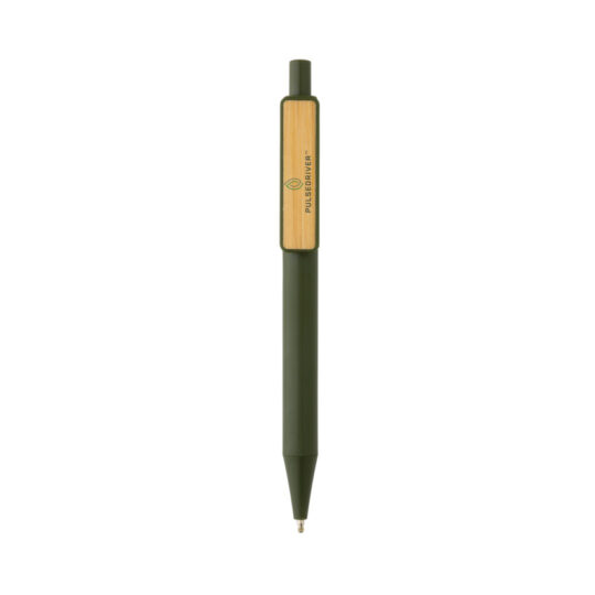 Ручка из переработанного ABS-пластика GRS с бамбуковым клипом, арт. 028115206