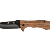 Нож складной Stinger, 80 мм, (чёрный), материал рукояти: сталь/эбеновое дерево (коричневый), арт. 028207503