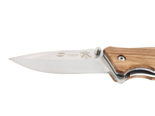 Нож складной Stinger, 110 мм, (серебристый), материал рукояти: дерево/сталь (светло-коричневый), арт. 028207803