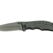 Нож складной Stinger, 90 мм, (чёрный), материал рукояти: сталь/алюминий (серо-синий), арт. 028208203