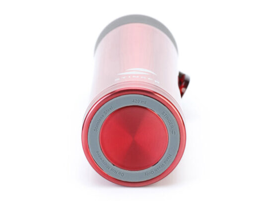 Термокружка Stinger, 0,42 л, сталь/пластик, красный глянцевый, 7,5 х 6,9 х 22,2 см, арт. 028210103