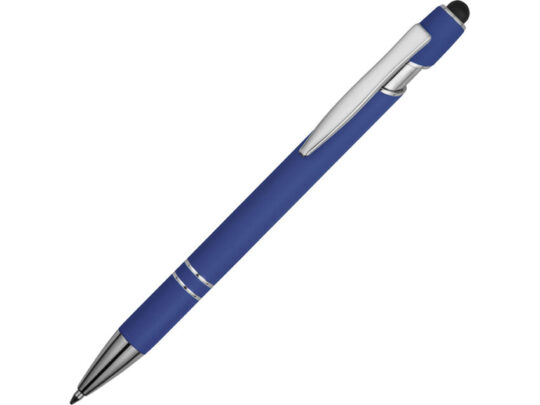 Ручка металлическая soft-touch шариковая со стилусом Sway, ярко-синий/серебристый, арт. 028089003