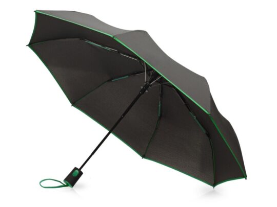 Зонт-полуавтомат складной Motley с цветными спицами, черный/зеленый, арт. 028231703