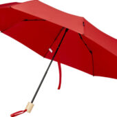 Birgit, складной ветроустойчивый зонт диаметром 21 дюйм из переработанного ПЭТ, красный, арт. 028383803