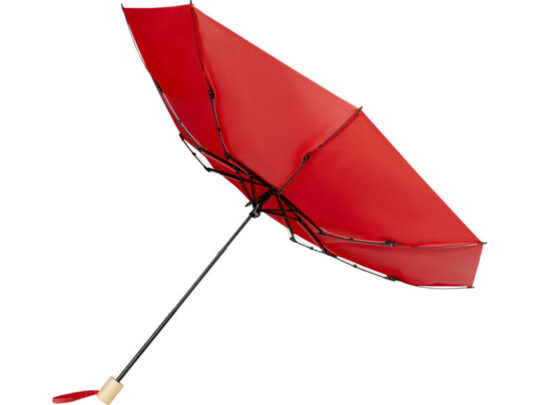 Birgit, складной ветроустойчивый зонт диаметром 21 дюйм из переработанного ПЭТ, красный, арт. 028383803