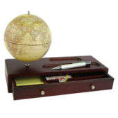 Прибор настольный: глобус и ящик для канцелярских принадлежностей