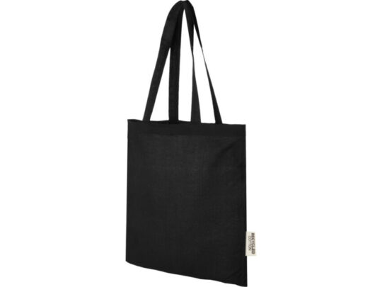 Эко-сумка Madras объемом 7 л из переработанного хлопка плотностью 140 г/м2, сплошной черный, арт. 028276103
