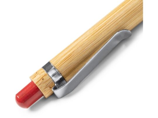 Ручка-стилус шариковая NAGOYA с бамбуковым корпусом, натуральный/красный, арт. 028444103