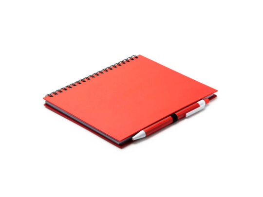 Блокнот LEYNAX с ручкой из переработанного картона, красный, арт. 028512603