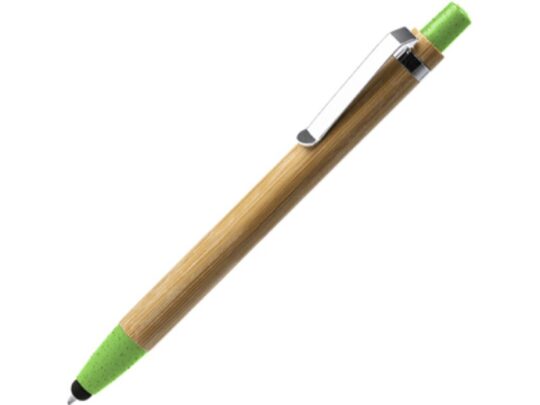Ручка-стилус шариковая NAGOYA с бамбуковым корпусом, натуральный/зел.яблоко, арт. 028444203