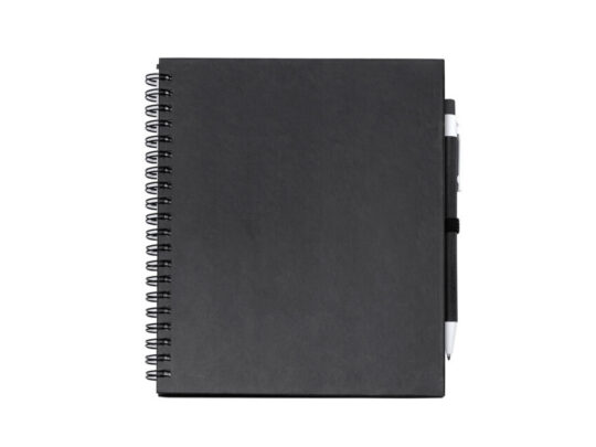 Блокнот LEYNAX с ручкой из переработанного картона, черный, арт. 028512903