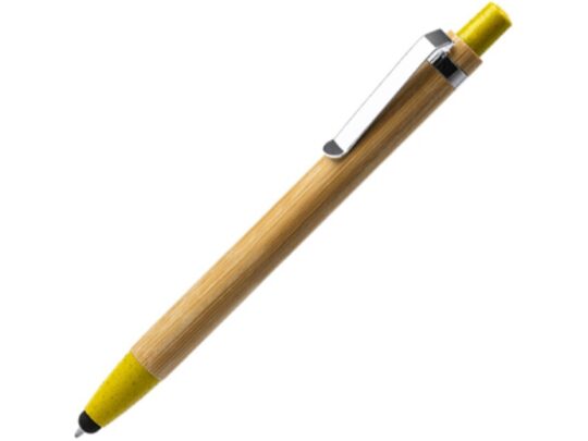 Ручка-стилус шариковая NAGOYA с бамбуковым корпусом, натуральный/желтый, арт. 028444503