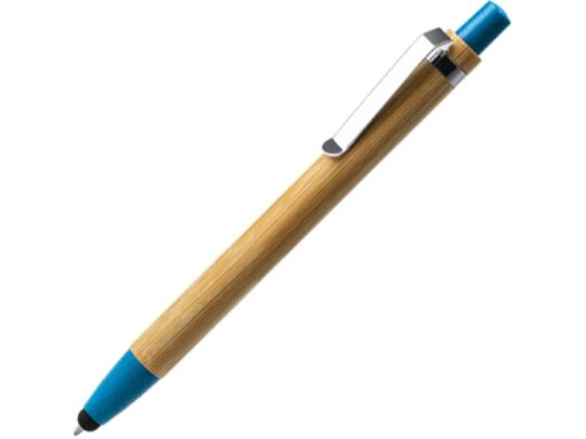 Ручка-стилус шариковая NAGOYA с бамбуковым корпусом, натуральный/голубой, арт. 028444303