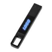 USB 2.0- флешка на 32 Гб c подсветкой логотипа Hook LED, темно-серый, синяя подсветка (32Gb), арт. 028559903