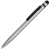 Ручка-стилус пластиковая шариковая Poke, серебристый/черный, арт. 028561003