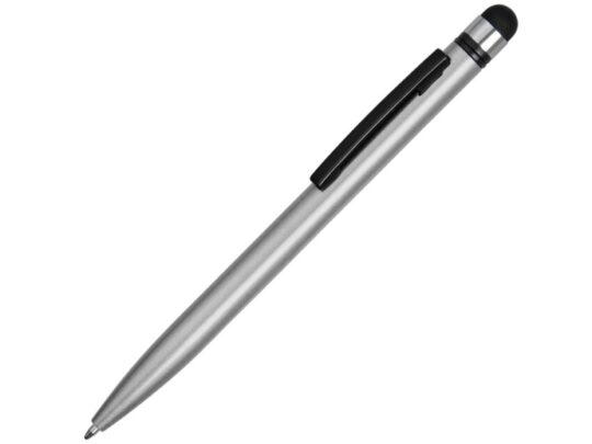 Ручка-стилус пластиковая шариковая Poke, серебристый/черный, арт. 028561003