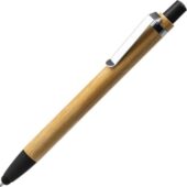 Ручка-стилус шариковая NAGOYA с бамбуковым корпусом, натуральный/черный, арт. 028444403