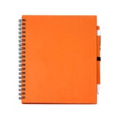 Блокнот LEYNAX с ручкой из переработанного картона, оранжевый, арт. 028512403