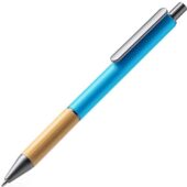 Ручка шариковая PENTA металлическая с бамбуковой вставкой, голубой, арт. 028445003