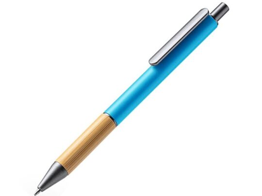 Ручка шариковая PENTA металлическая с бамбуковой вставкой, голубой, арт. 028445003