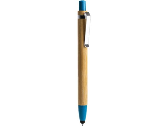 Ручка-стилус шариковая NAGOYA с бамбуковым корпусом, натуральный/голубой, арт. 028444303