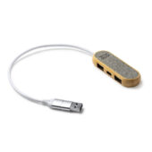 USB-хаб BADOC с корпусом из бамбука и ткани RPET, серый меланж, арт. 028437603