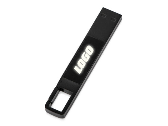 USB 2.0- флешка на 32 Гб c подсветкой логотипа Hook LED, темно-серый, белая подсветка (32Gb), арт. 028560003