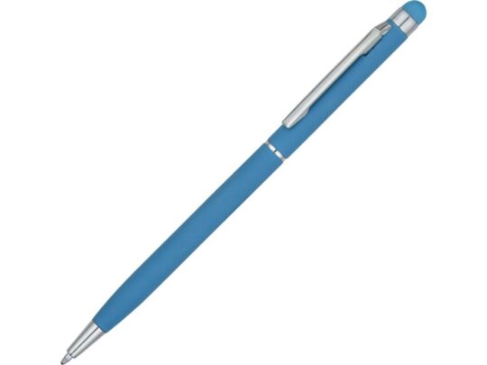 Ручка-стилус шариковая Jucy Soft с покрытием soft touch, голубой, арт. 028427703