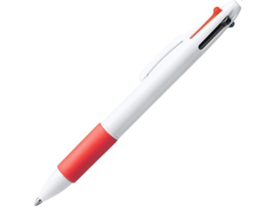 Ручка шариковая KUNOY с чернилами  4-х цветов, белый/красный, арт. 028456003