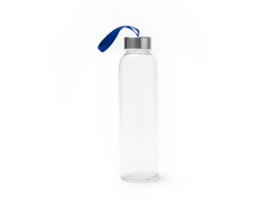 Бутылка стеклянная CAMU в чехле из неопрена, 500 мл, прозрачный/королевский синий, арт. 028679003