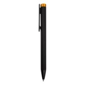 Ручка металлическая шариковая Taper Metal софт-тач с цветным зеркальным слоем, черный с оранжевым, арт. 028717303