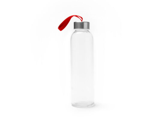 Бутылка стеклянная CAMU в чехле из неопрена, 500 мл, прозрачный/красный, арт. 028678503
