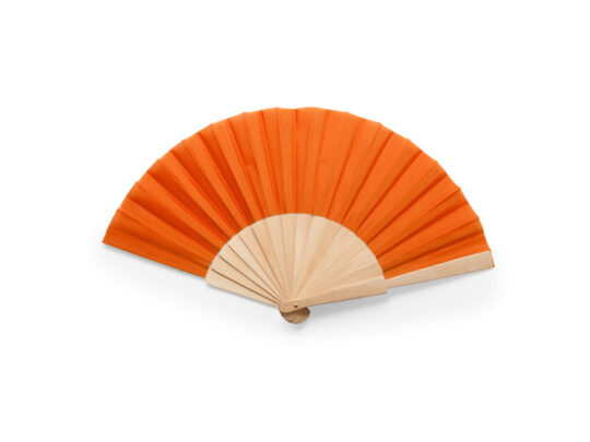 Веер CALESA с деревянными вставками и тканью из полиэстера, оранжевый, арт. 028783703
