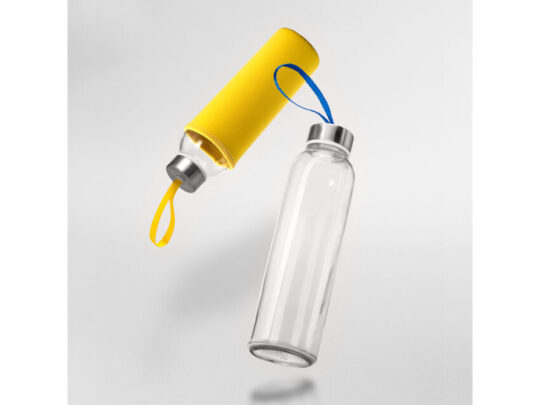 Бутылка стеклянная CAMU в чехле из неопрена, 500 мл, прозрачный/желтый, арт. 028678903